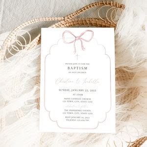 Twin Baptism Invitation Pink Baptism Invitation Girl Twin Christening