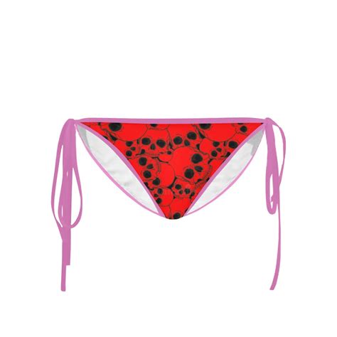 Red And Black Skulls Custom Bikini Swimsuit Bottom Id D