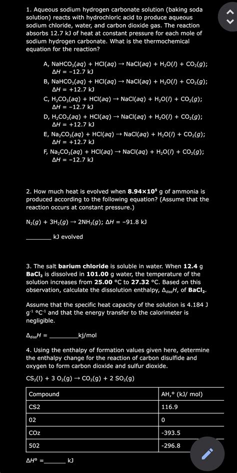 Solved 1 Aqueous Sodium Hydrogen Carbonate Solution Baking Soda Course Hero