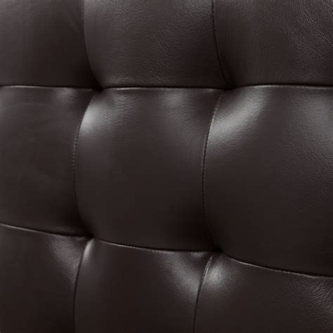 Кровать двуспальная с кожаным изголовьем 180х200 см коричневая Boss Bed ...
