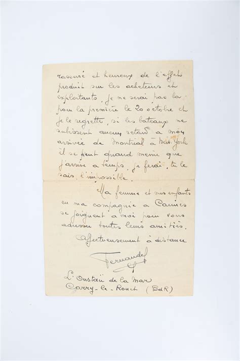 Lettre autographe signée à son grand ami le metteur en scène Carlo Rim