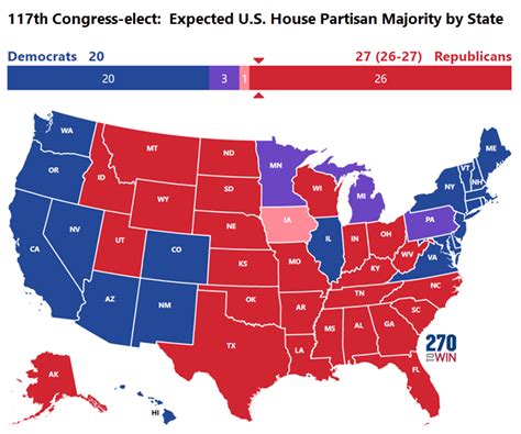 117th Congress Partisan Composition Of The U S House By State 270toWin