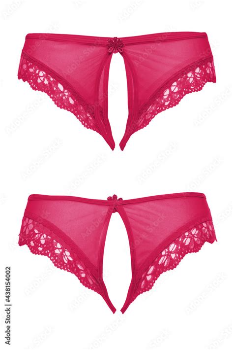 Detail Shot Of Pink Mesh Crotchless Panties Decorated With Fine Lace Erotic Lingerie With