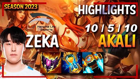 Hle Zeka Akali Mid Highlights Kr Soloq Ranked Youtube