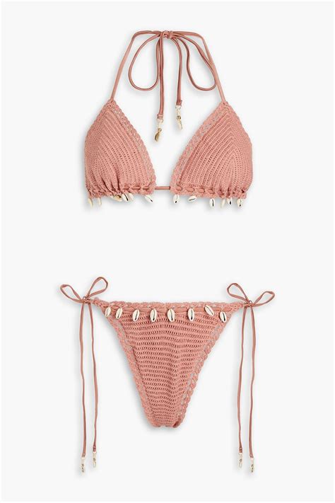 ZIMMERMANN Verzierter Triangel Bikini aus gehäkelter Biobaumwolle THE