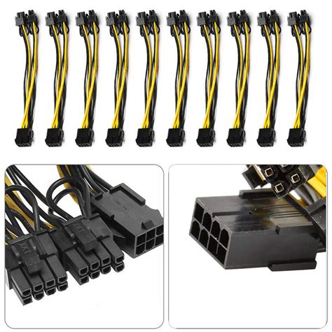 NEW 10PC PCIE 8 Pin Female To Dual PCI E 8pin Male GPU Power Cable