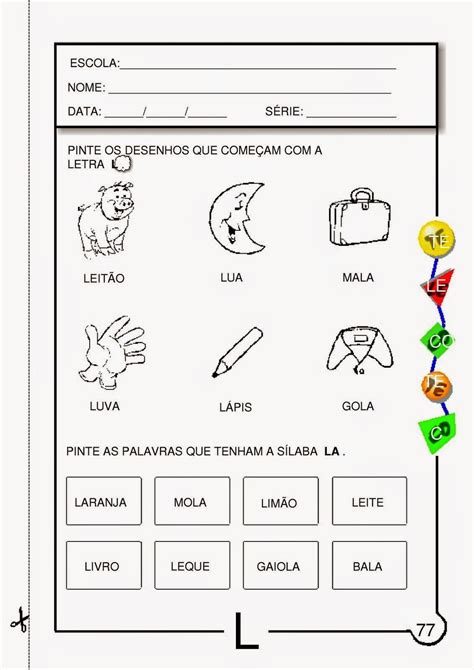 Atividades Com A Letra L Para 2 Ano - Atividades com a Letra L para 1º e 2º ano | Viver de Educar