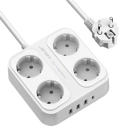 JSVER Steckdosenleiste USB Steckdosenadapter 3 Fach Mit 3 USB