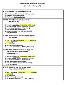 Constructed Written Response Graphic Organizer By Jaclyn Baily Tpt