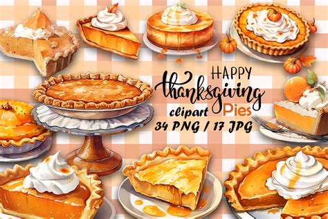 Thanksgiving Pie Clipart Bundle Graphic By Artwifeshop · Creative Fabrica