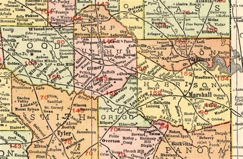 Marshall And East Texas Railway Company Tex Map Showing Route In 1912