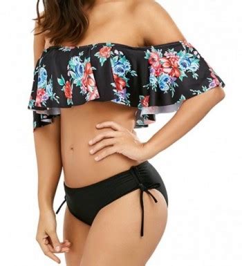 Women Fashion Piece Flounce Off Shoulder Bikini Swimsuit Bathing Suit Floral Cm Aaod X