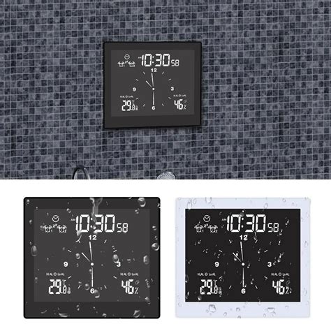 Digital Bathroom Clocks Thermometer Hygrometer Lcd Suction Cup