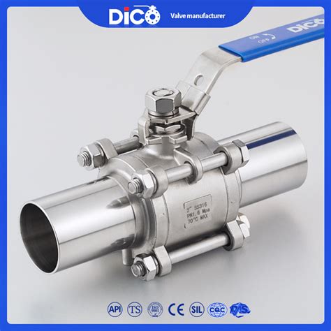 Dico Stainless Steel Dn Sanitary Butt Weld Pc Floating Ball Valve