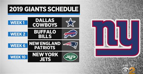 Ready To Rumble New York Giants 2019 Schedule Revealed Cbs New York