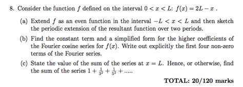 Solved 8 Consider The Function F Defined On The Interval 0