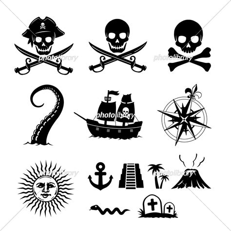 海賊 宝の地図 イラストアイコン セット イラスト素材 [ 7015291 ] - フォトライブラリー photolibrary