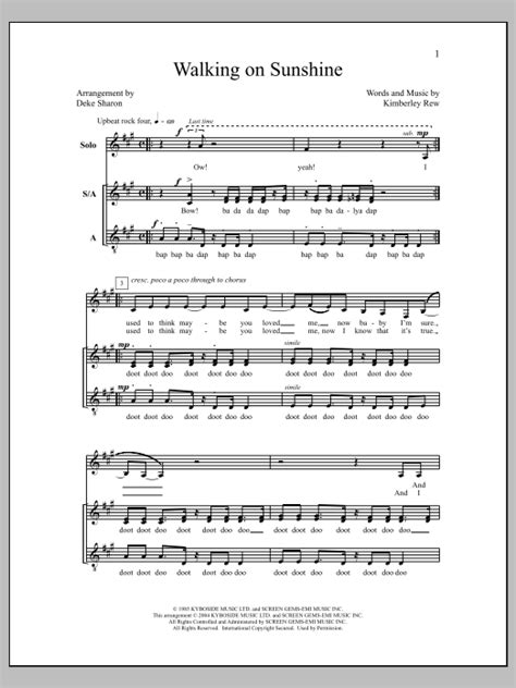 Walking On Sunshine Sheet Music Direct