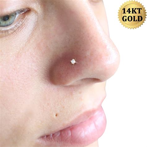 G Cz K Real Gold Screw Nose Stud Nose Stud Gold Screw Nose Ring