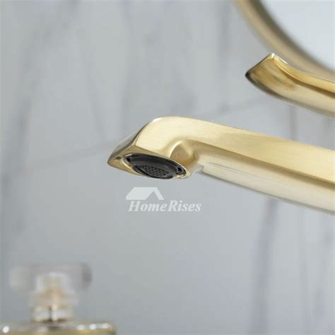 Single Hole Bathroom Faucet Brushed Gold Brass Modern Luxury Hot And Cold Faucet
