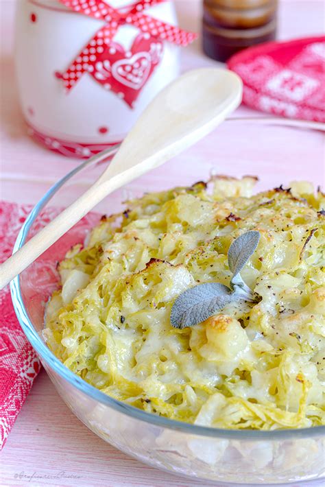 Verza E Patate Al Gratin Con Fontina