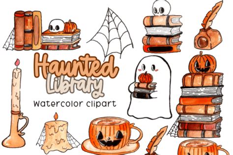 Cute Halloween Library Clipart Graphic by Writelovely · Creative Fabrica