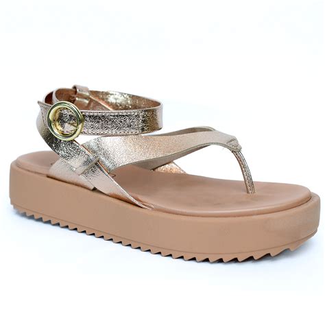 Rasteira Moleca Flatform Metalizada Feminina Nude Compre Agora Cabana Magazine