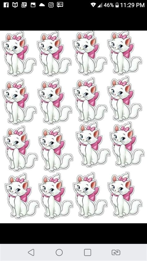 The Sticker Sheet Has Many White Cats With Pink Bows On Their Heads And