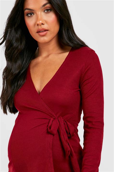 Maternity Rib Wrap Nursing Top Boohoo Usa