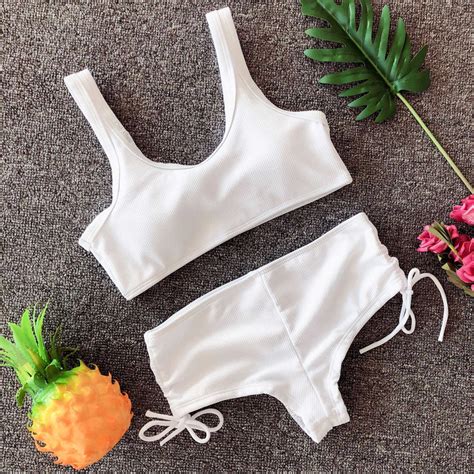 2020 MJ 120 Sexy Bikini 2019 Double Deck Grid Perspective Camisole Overlapping Adjustable