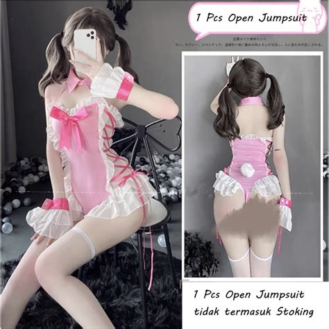 Jual Cod Lingerie Sexy Cosplay Open Crotch Bodysuit Seragam Cosplay Pembantu A Shopee