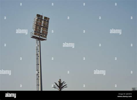 A Lighting Tower Under A Blue Sky Stock Photo Alamy