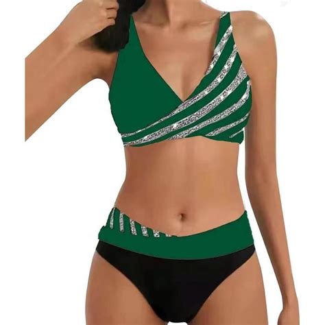 Bikini Maillot De Bain Femme Pieces Ensembles Deux Pi Ces Imprim