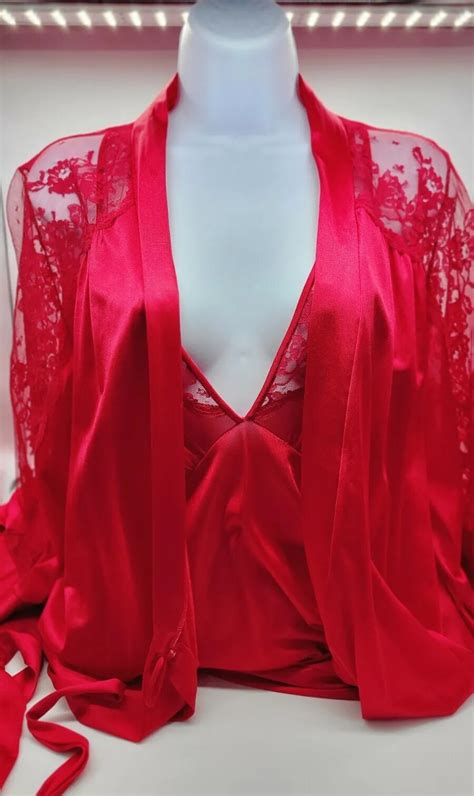 Vgt Texsheen Lingerie Nightgown Sexy Red Nighty Lace Gem