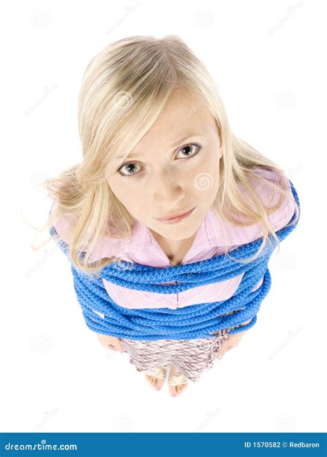 Verdorben Durch Junge Blonde Frau Des Seils Stockfoto Bild Von Leute Erfolg