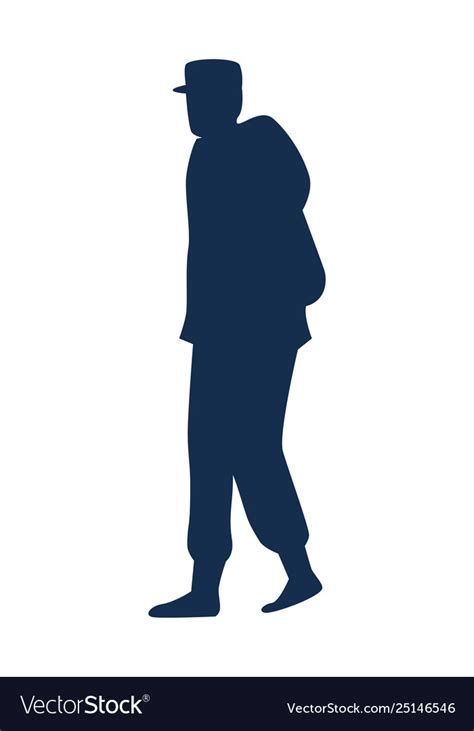 Military man walking silhouette Royalty Free Vector Image