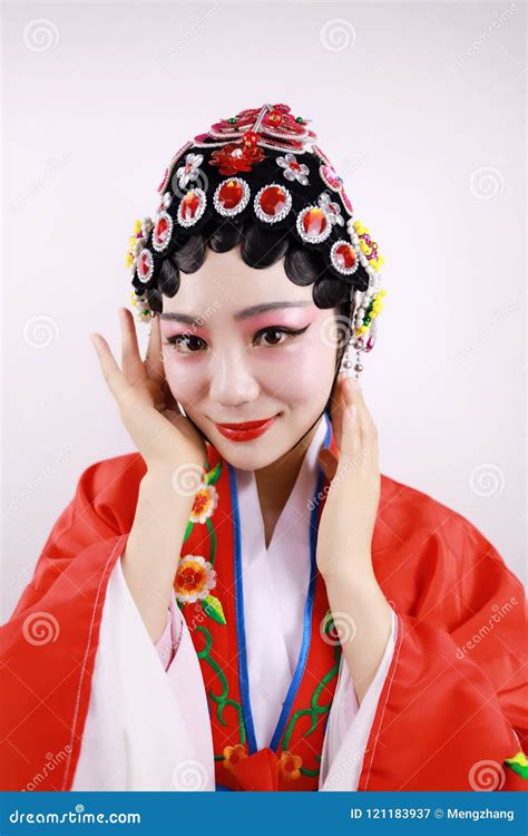 Close Up Isolated White Background Beijing Opera Chinese Female Actress