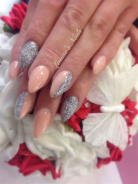 Nude With Silver Glitter Silver Glitter Nails Glitter