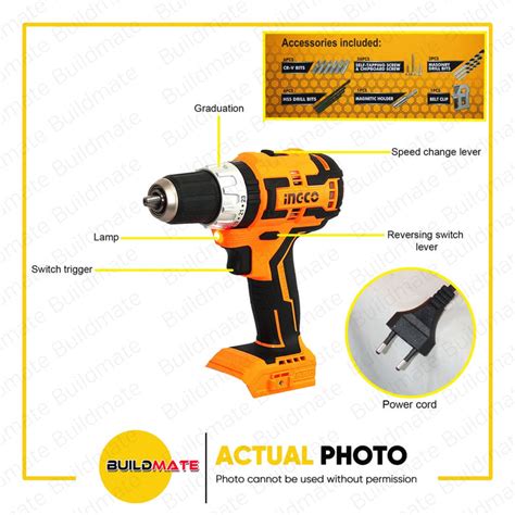 INGCO Lithium-Ion Impact Drill 20V BL Motor CIDLI20608 •BUILDMATE• IPT ...