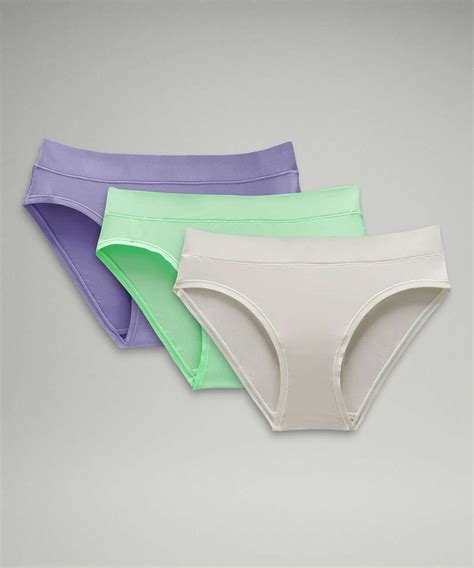 Lululemon UnderEase Mid Rise Bikini Underwear Pack Dark Lavender Pistachio Bone Lulu
