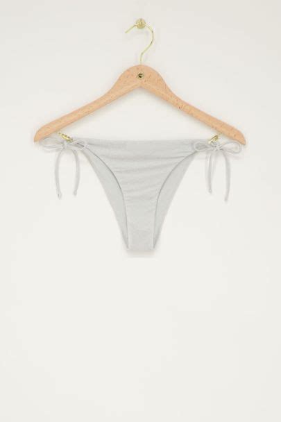 Zilver Bikini Broekje Met Lurex En Strikbandjes My Jewellery