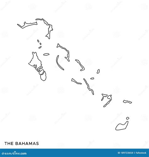 Outline Map Of The Bahamas Vector Design Template Editable Stroke