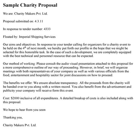 charity proposal template
