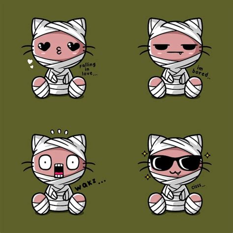 Premium Vector Vector Illustration Of Cute Cat Mummy Emoji