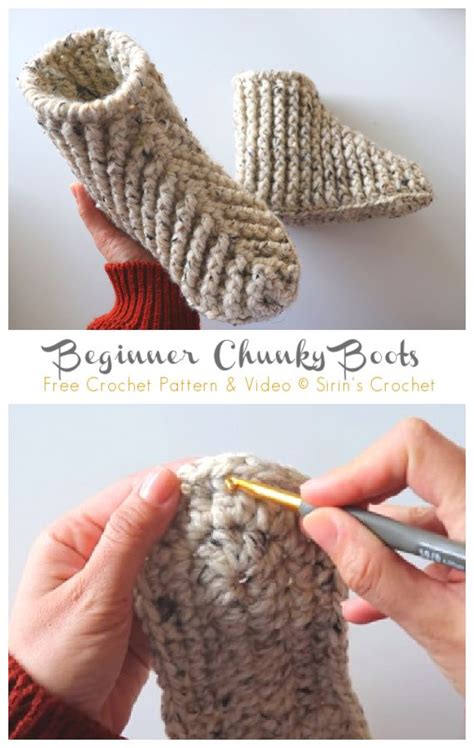 Beginner Chunky Boots Slippers Crochet Free Pattern Video Crochet