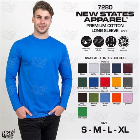 Jual Kaos Polos NSA Premium Cotton Long Sleeve Lengan Panjang 7280