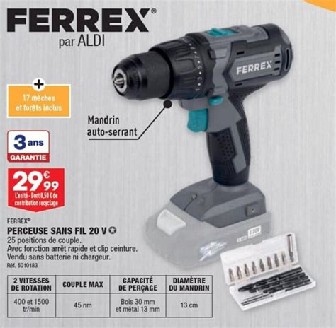 Promo Ferrex Perceuse Sans Fil V Chez Aldi