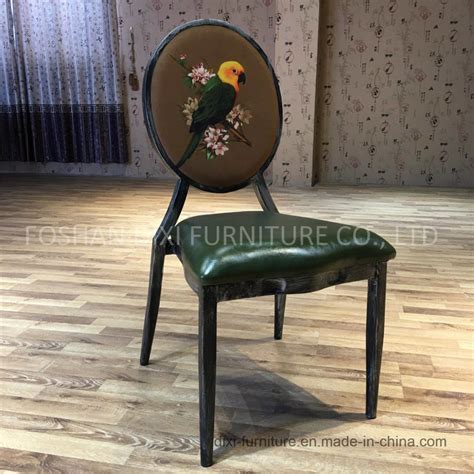 French Style Louis Antique Metal Iron Round Back Dining Chair China