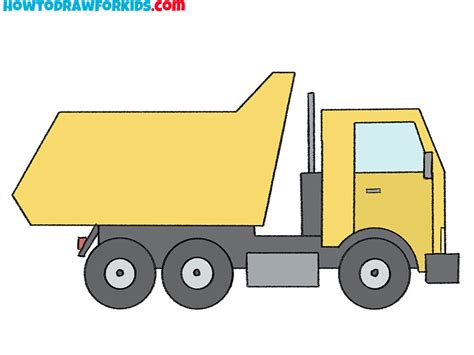 How To Draw A Dump Truck Easy Drawing Tutorial For Kids