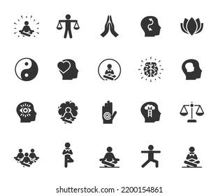 Vector Set Meditation Flat Icons Contains Stock Vector Royalty Free